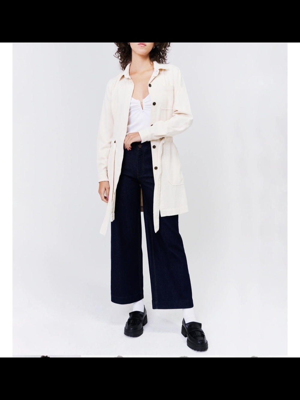 Unpublished Cream Button-Front Long Shacket - Picture 2 of 13